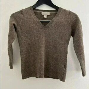 Banana Republic Merino Wool Women's Knit Sweater Brown V Neck Size S
